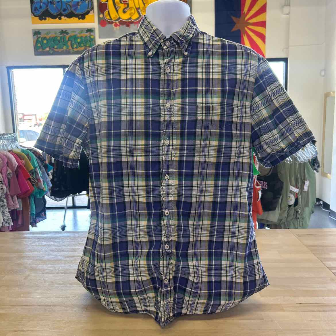 GitmanBros Size L Blue Preloved MENS Button Down Shirt