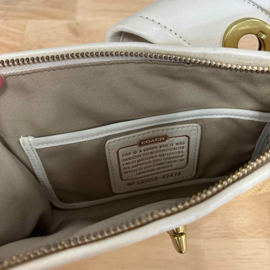 Coach Tan Straw Clutch