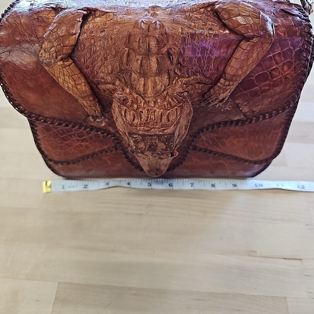 Brown Square Leather Preloved Handbag