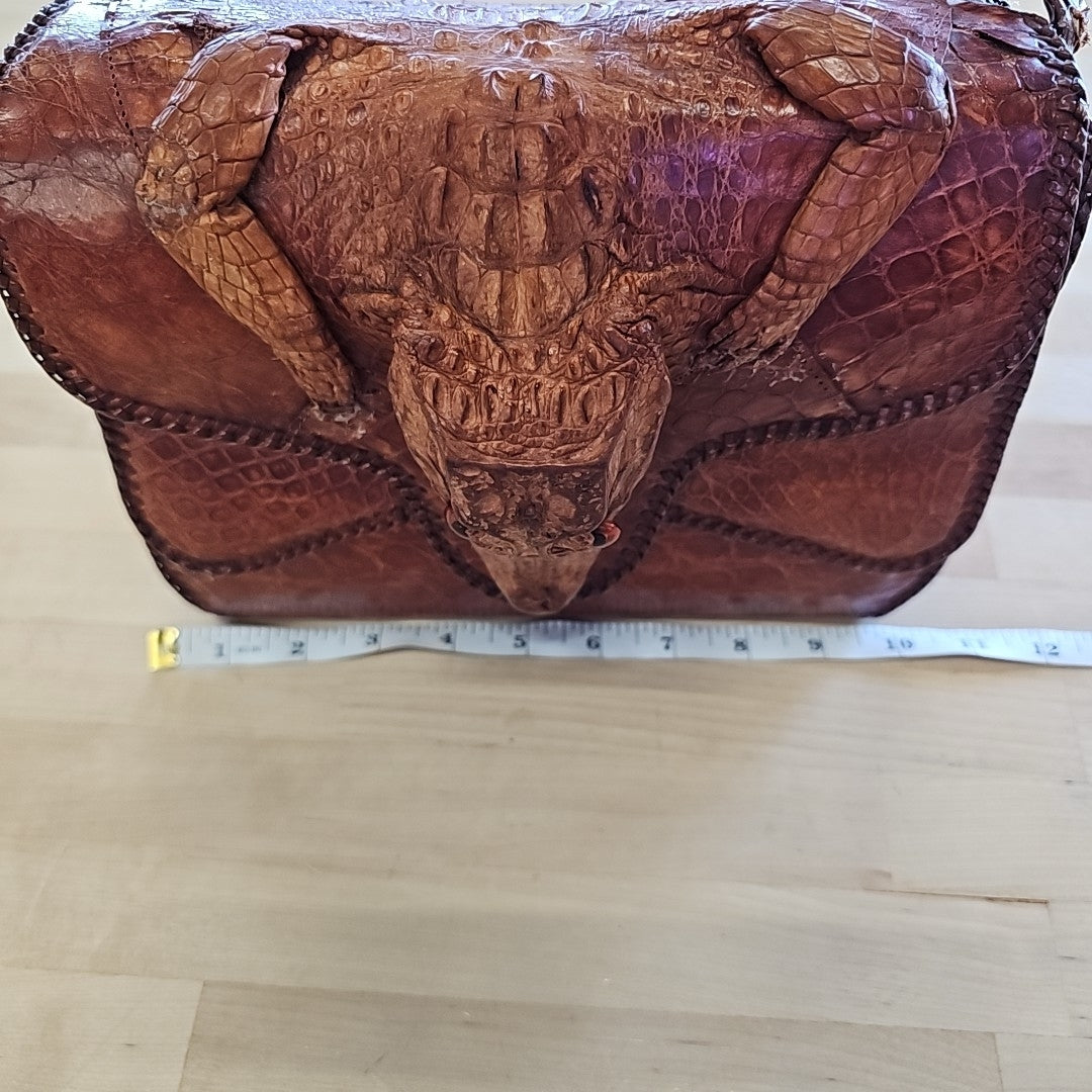 Brown Square Leather Preloved Handbag