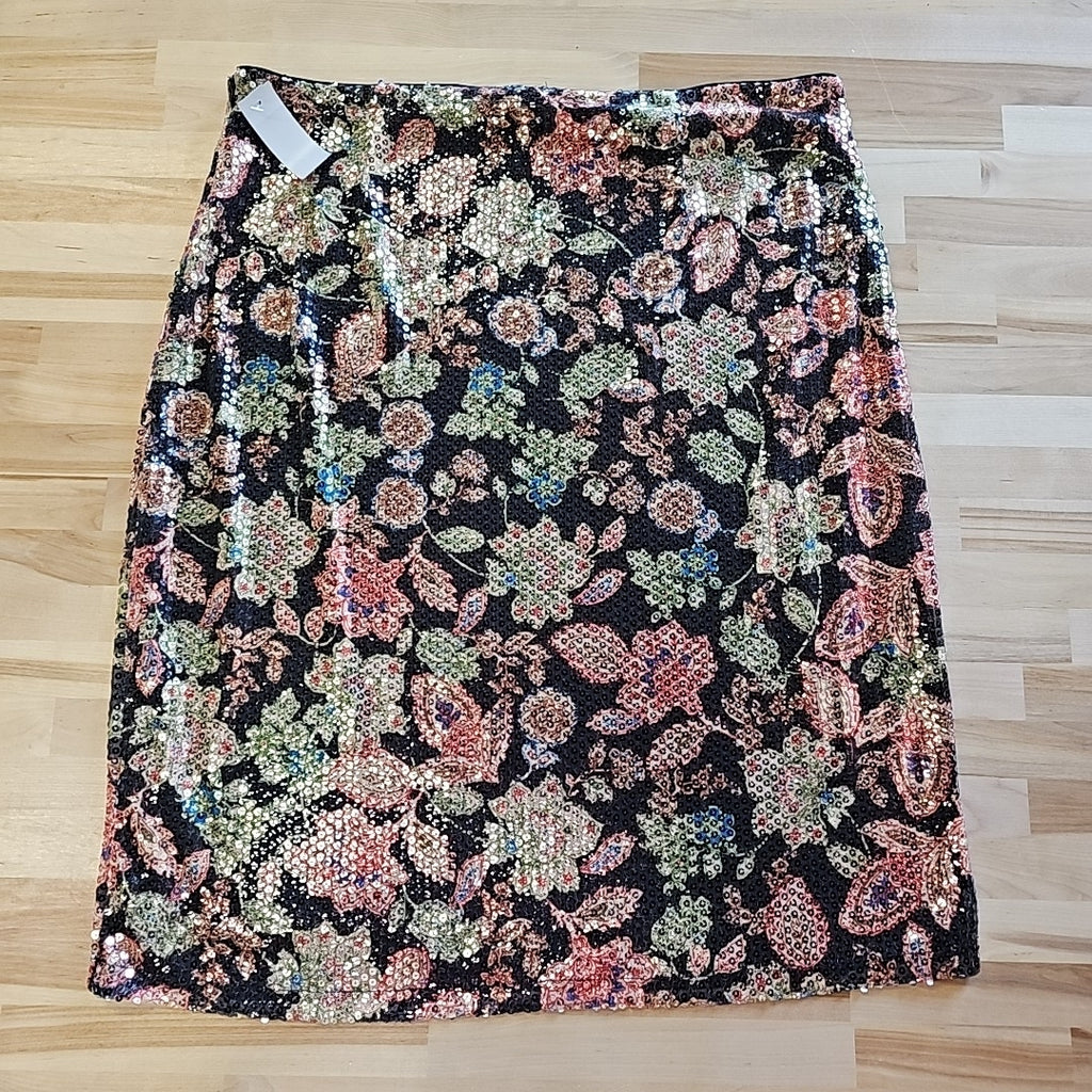 Vince Camuto Women's Floral-Print Sequined Knee-Length Skirt