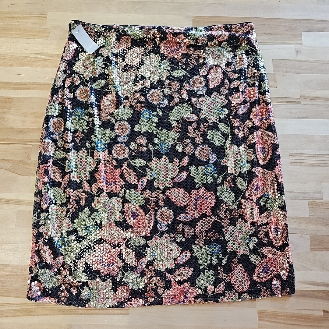 Vince Camuto Women's Floral-Print Sequined Knee-Length Skirt