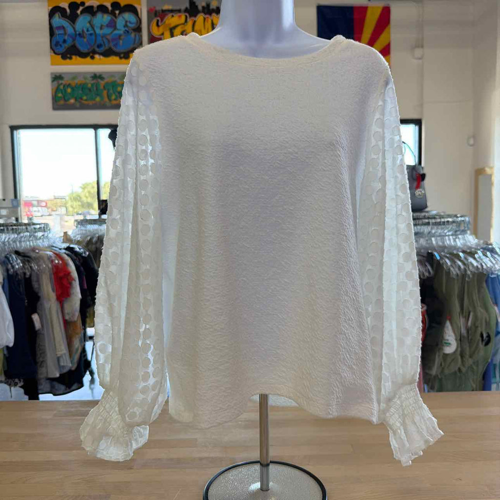 Sunday In Brooklyn Size S White Faille Preloved Blouse LS