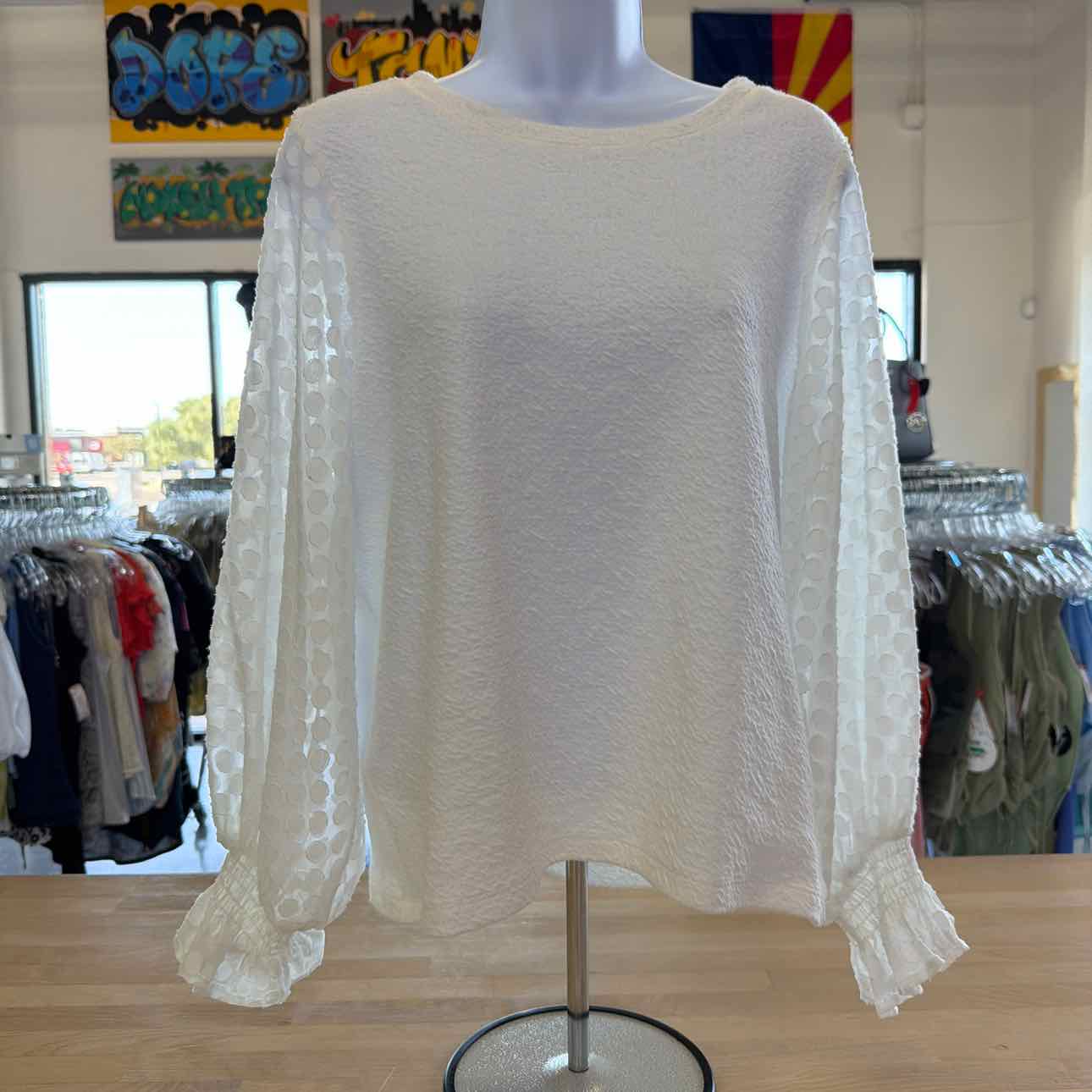 Sunday In Brooklyn Size S White Faille Preloved Blouse LS