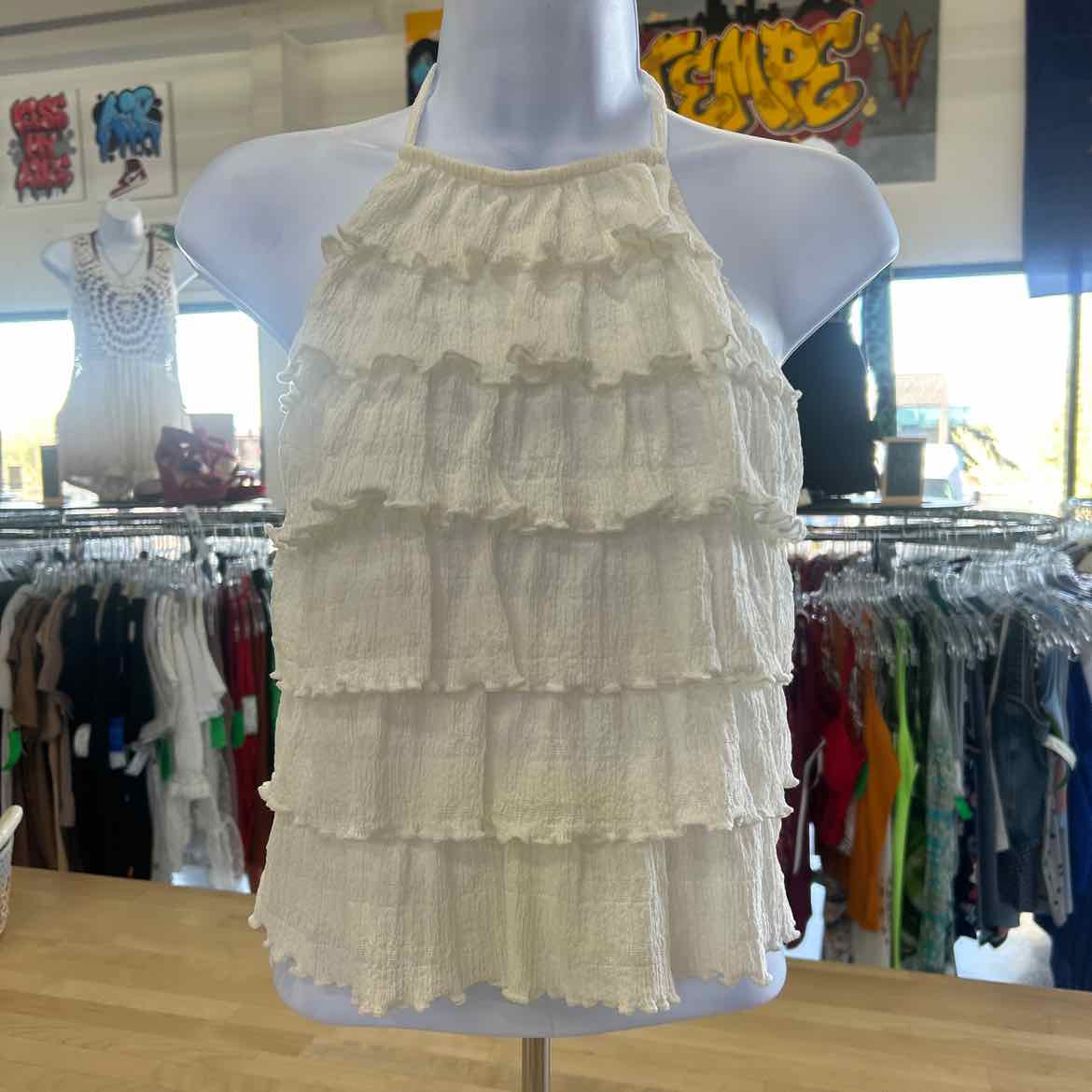 Divided Size S White Preloved Tank