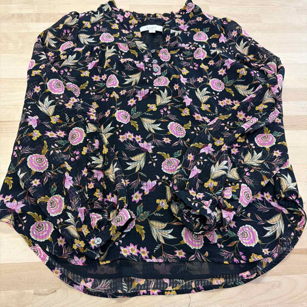 Loft Size S Black Sheer Preloved Blouse