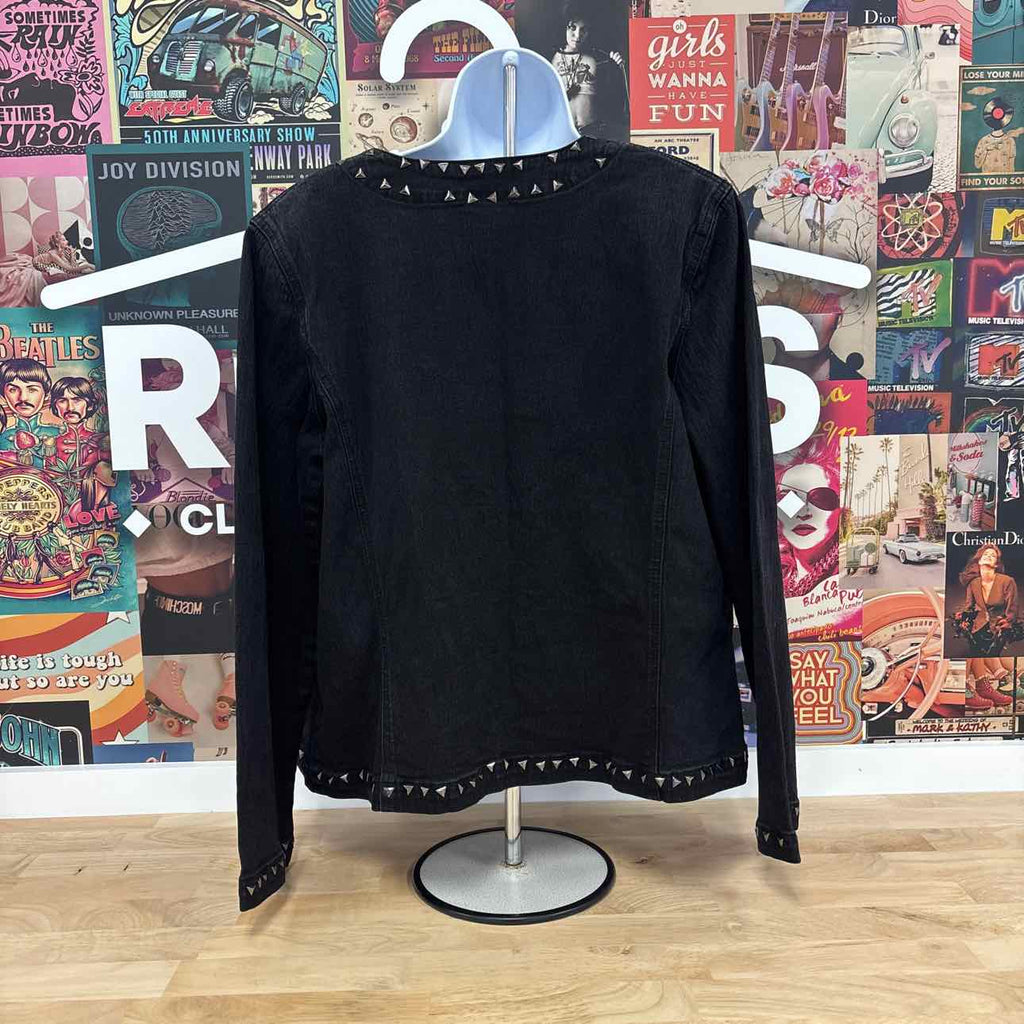 Diane Gilman Size L Black Preloved Jean Jacket