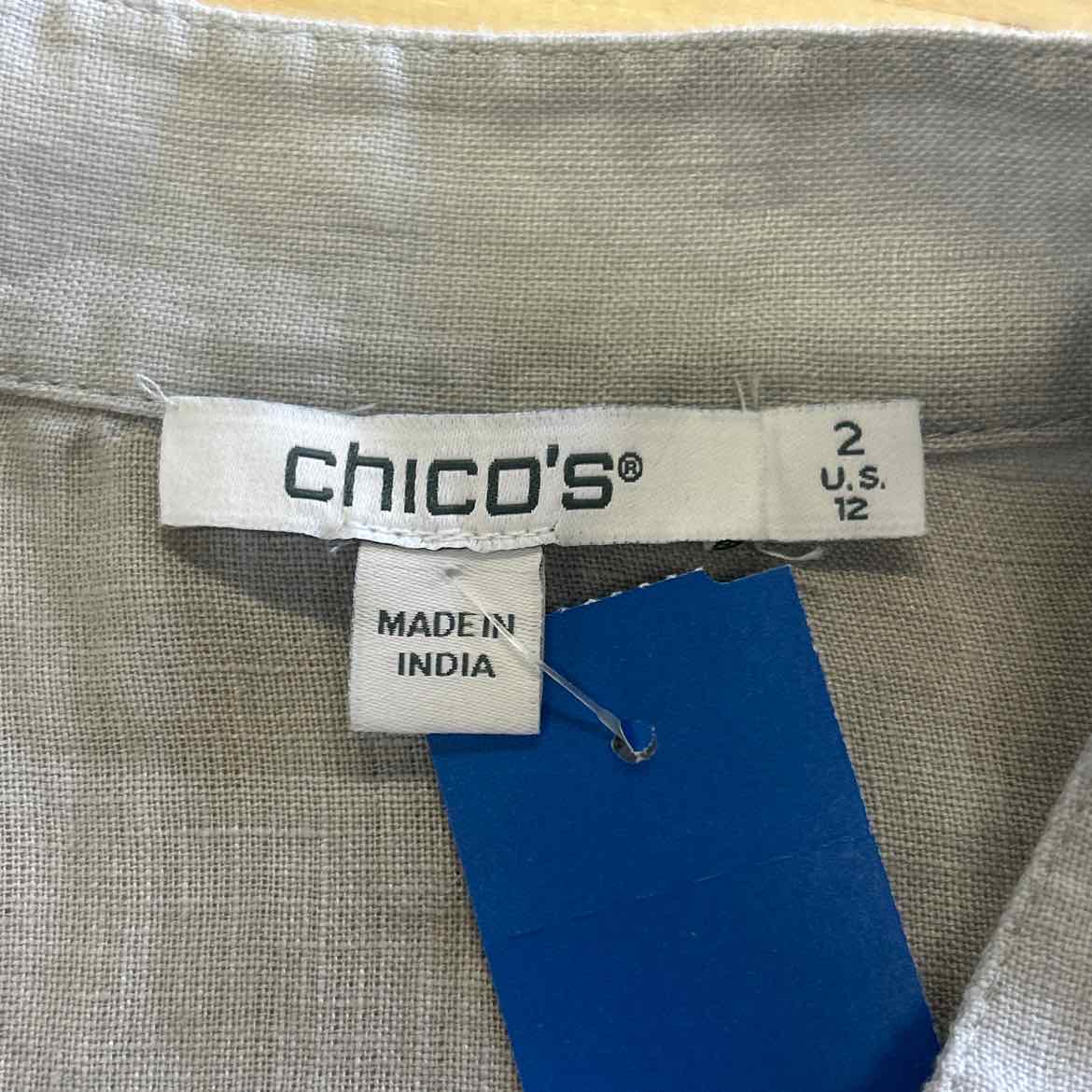 Chico's Size 2 Gray Preloved Blouse LS