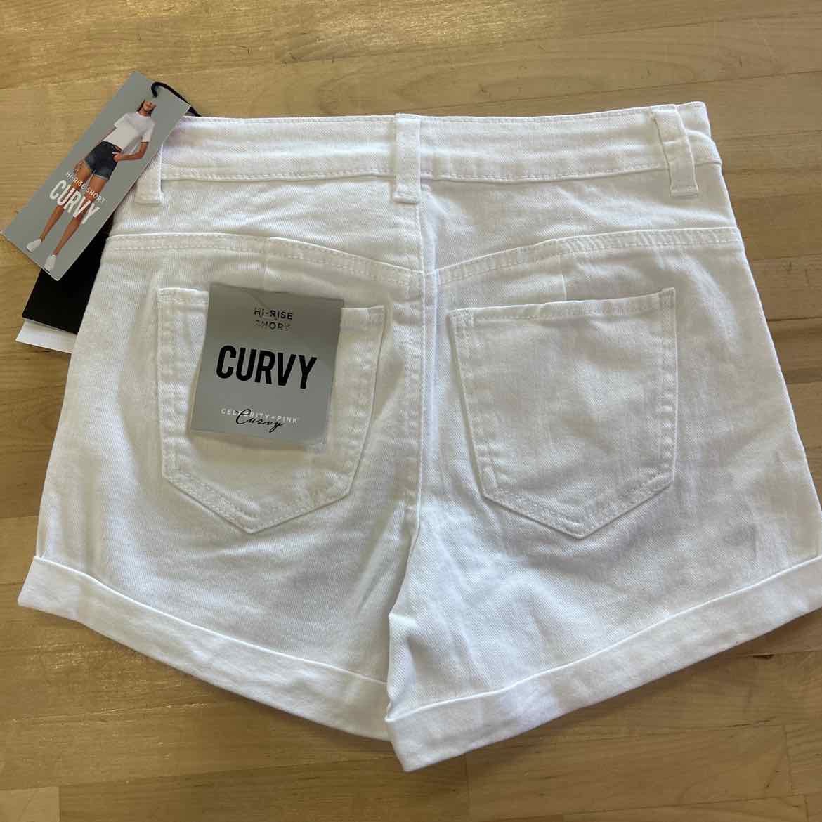 Celebrity Pink Juniors' 4" High-Rise Curvy Denim Shorts - White - 1