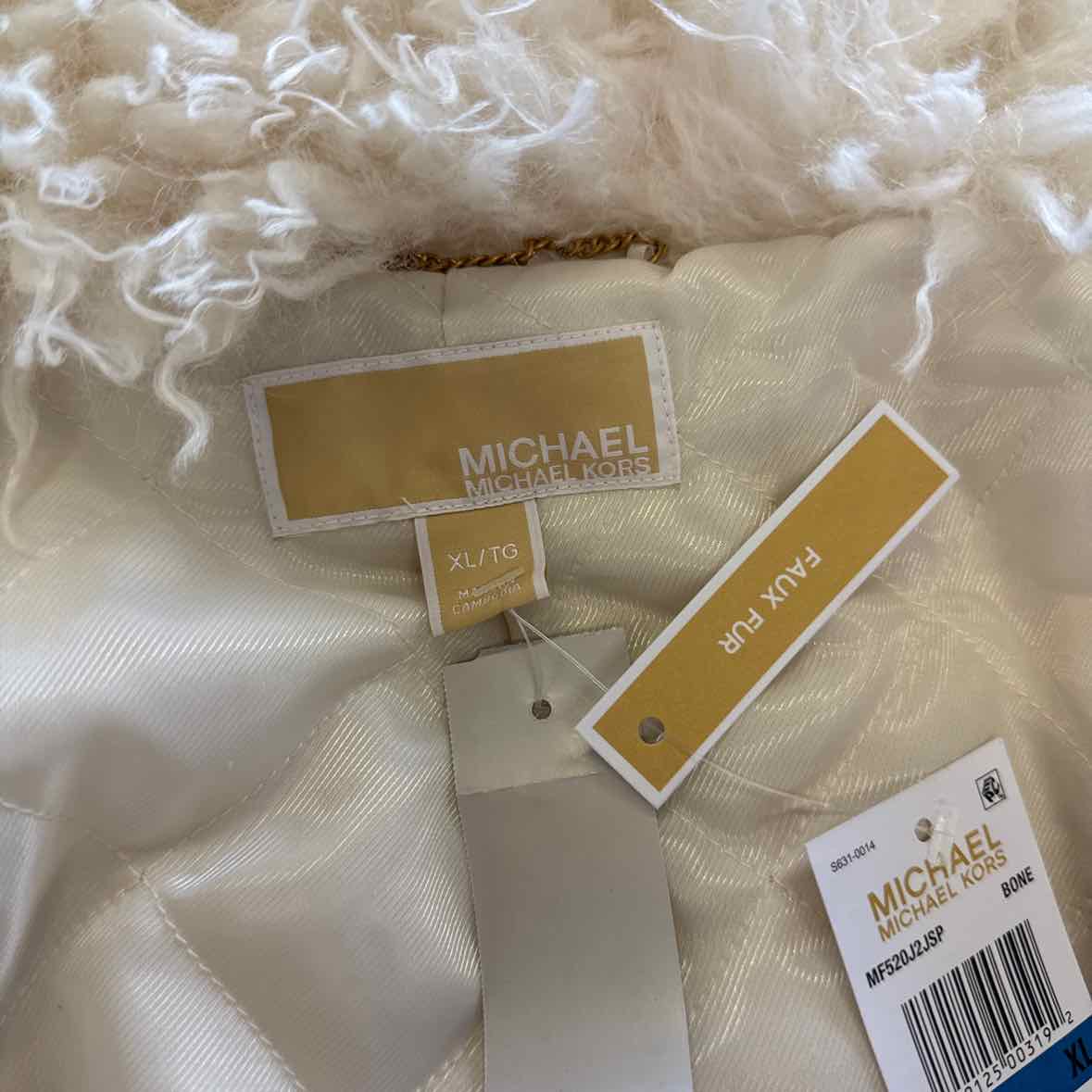 Michael Kors Size XL Crop Faux Fur Peacoat, Bone NEW