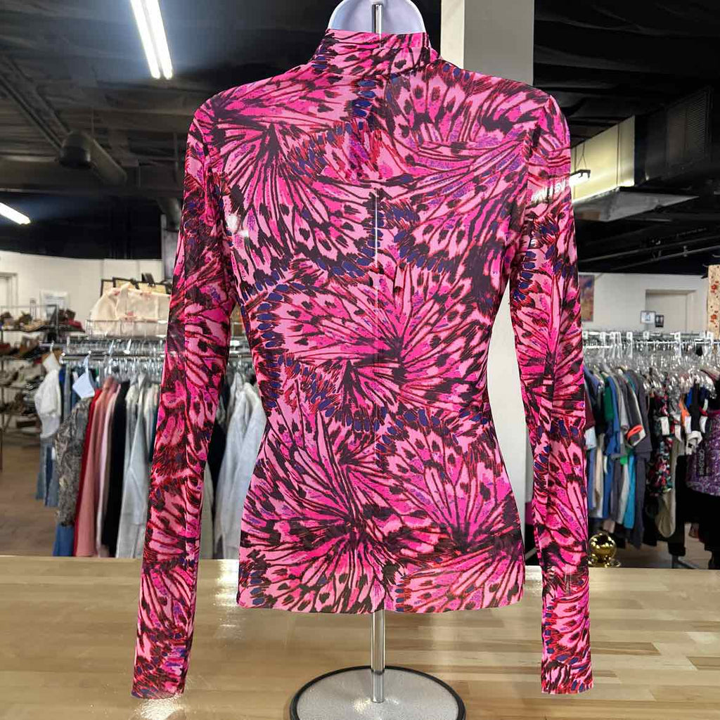 AFRM Size M Pink Print Blouse LS