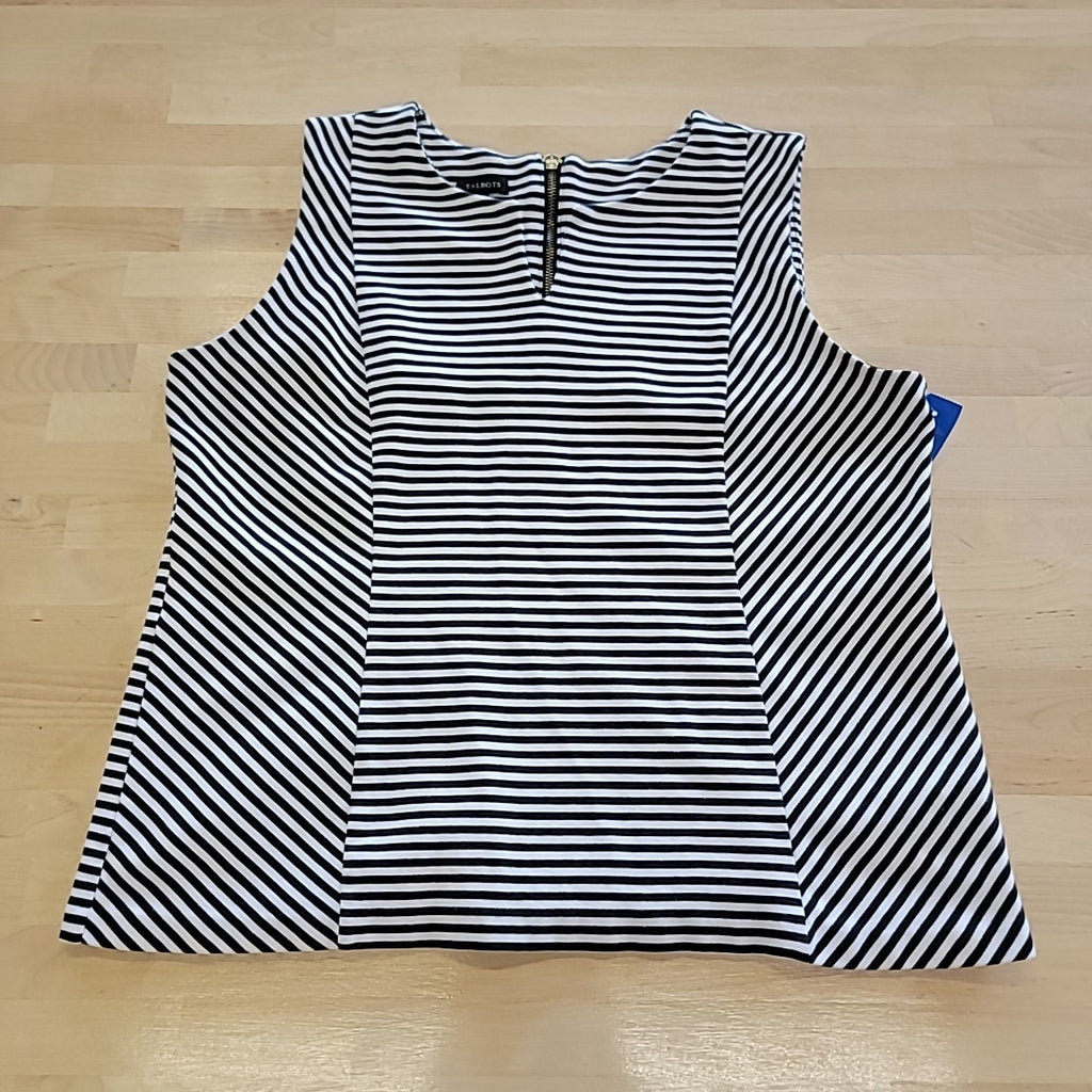 Talbots Size L Black White Sleeveless
