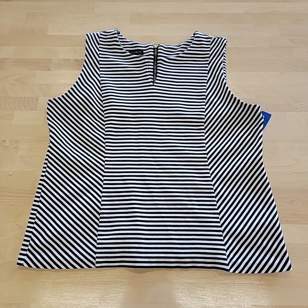 Talbots Size L Black White Sleeveless