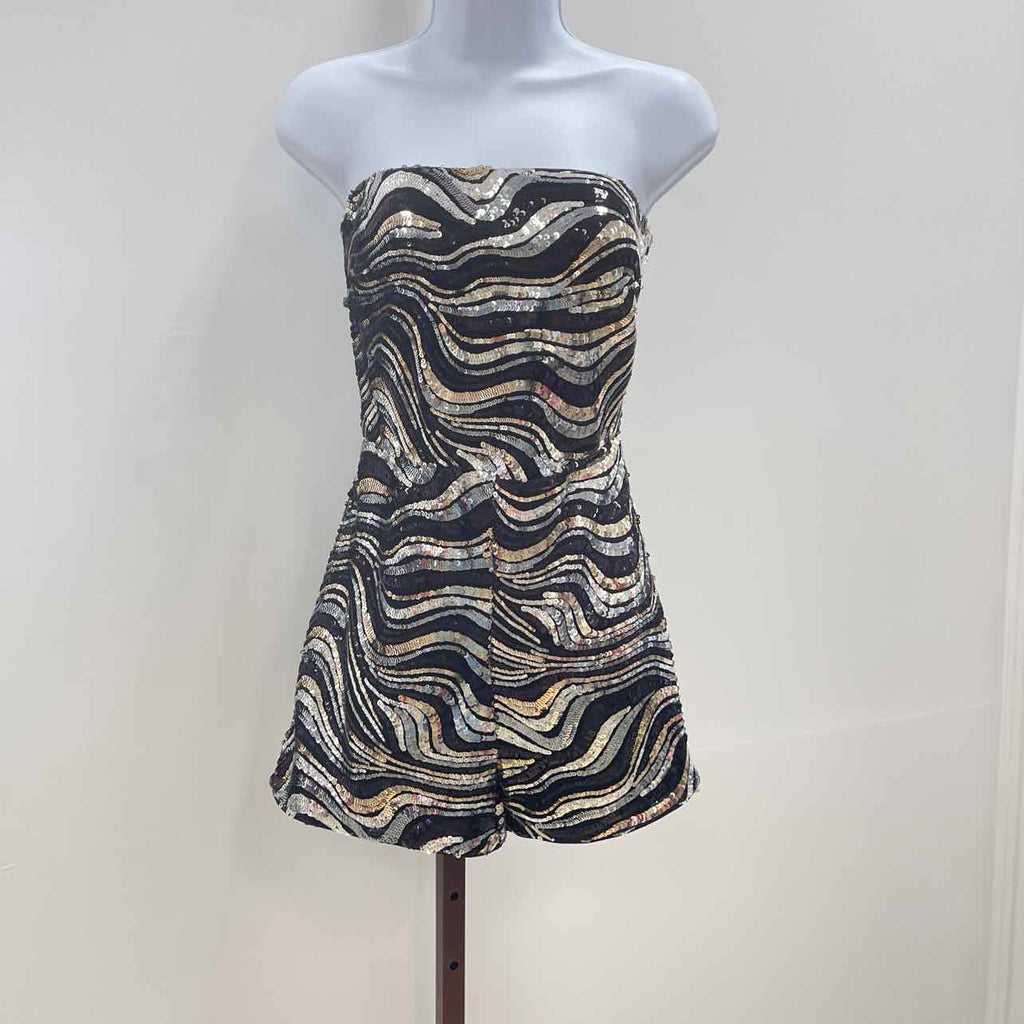 Guess Size XS Kahlo Sequined Strapless Romper