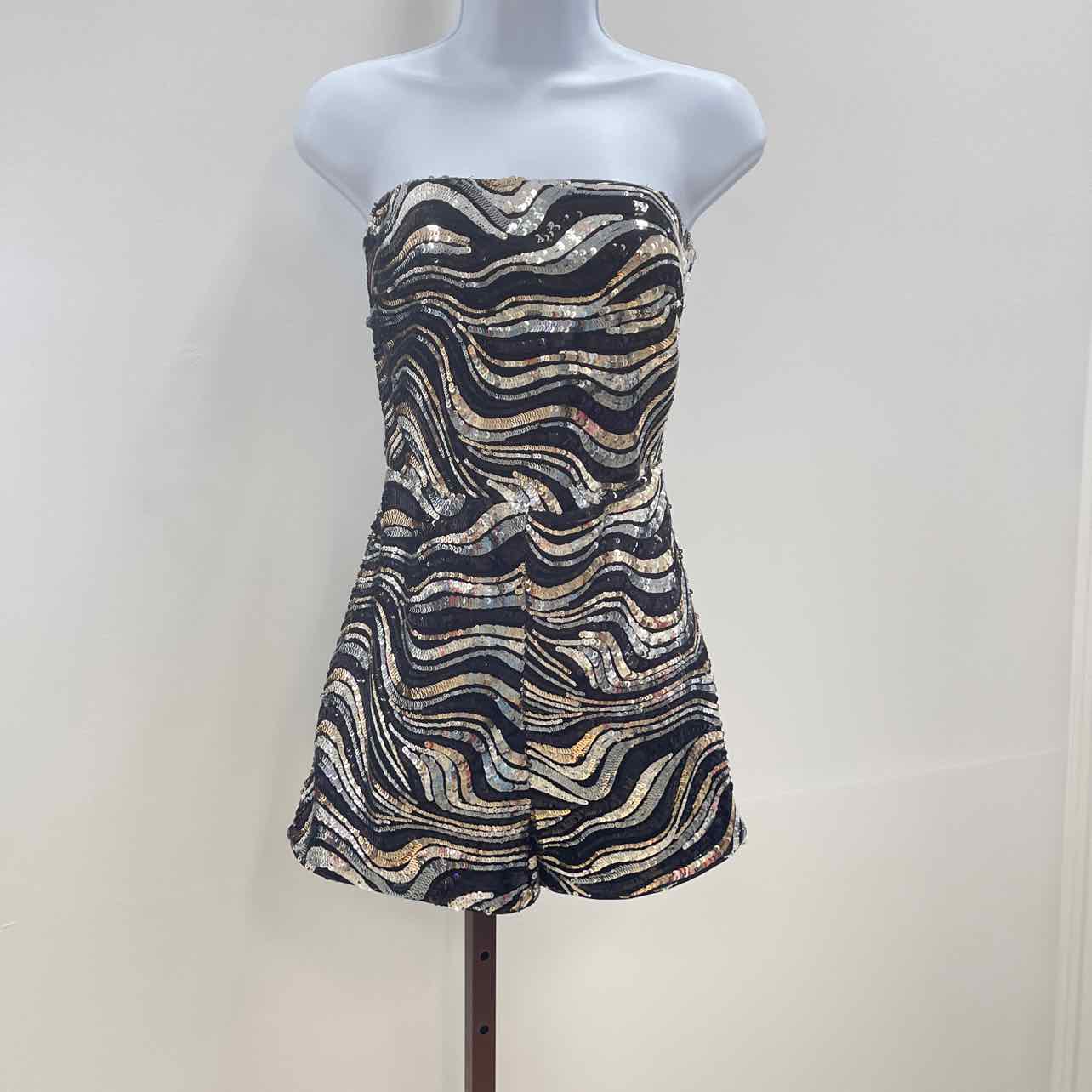 Guess Size XS Kahlo Sequined Strapless Romper