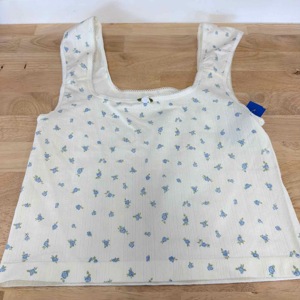 hippie rose Size L Pointelle Ditsy Print Seamless Tank - White Ditsy