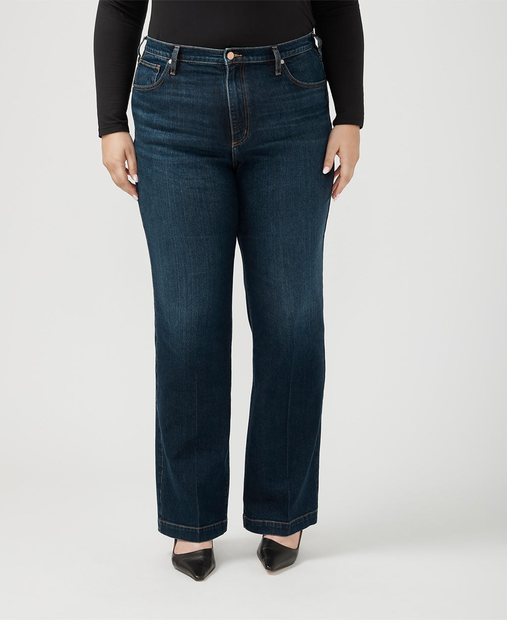 Silver Jeans Co. Plus Size Highly Desirable High Rise Trouser Leg Jeans - Indigo
