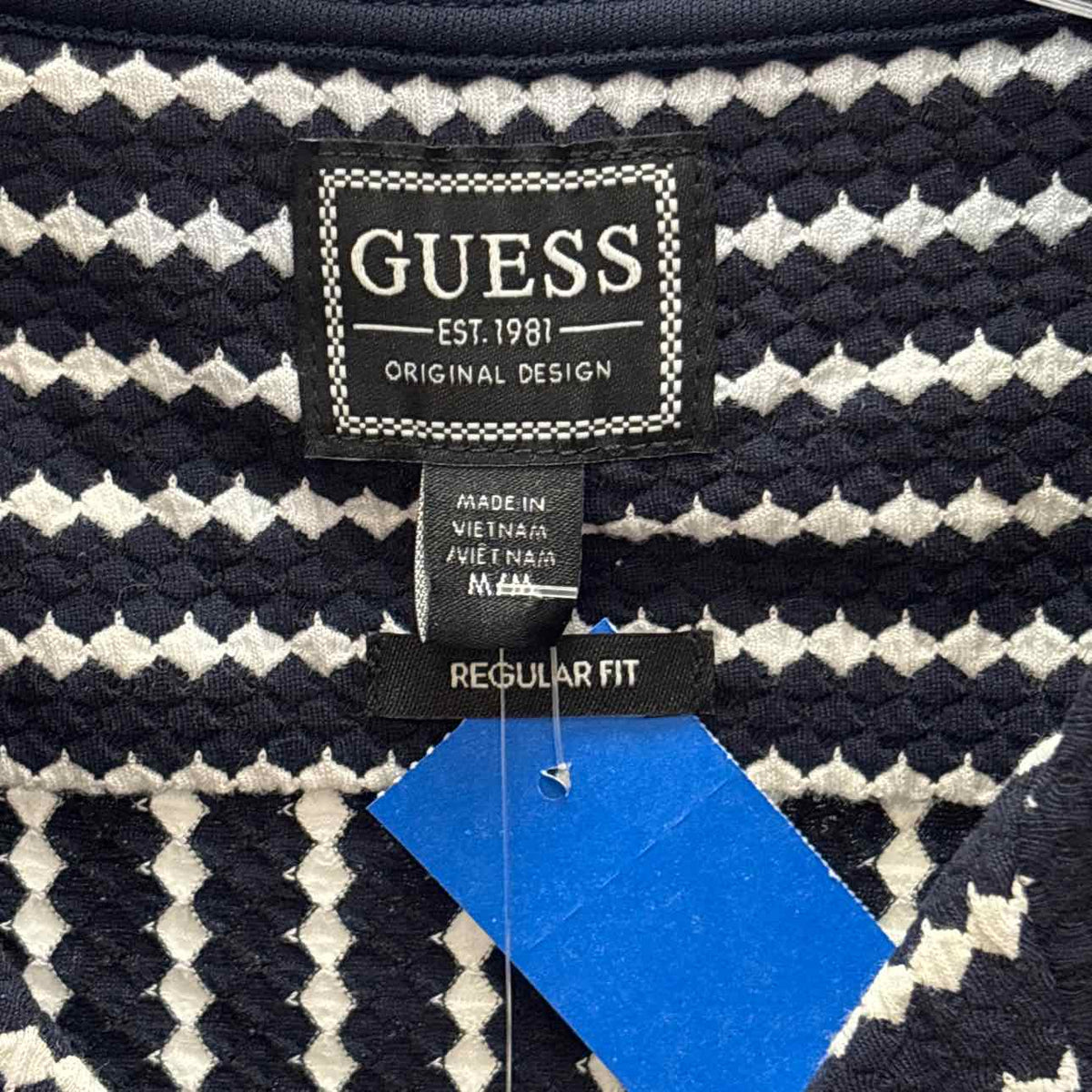 Guess Size M Black White New MENS Button Down Shirt