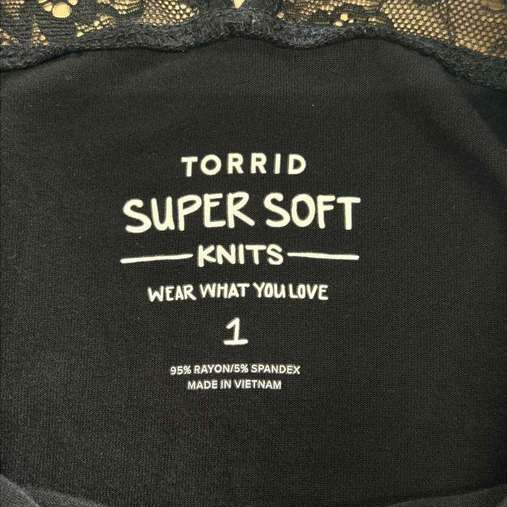 Torrid Size 1 Black Lace Preloved Blouse SS