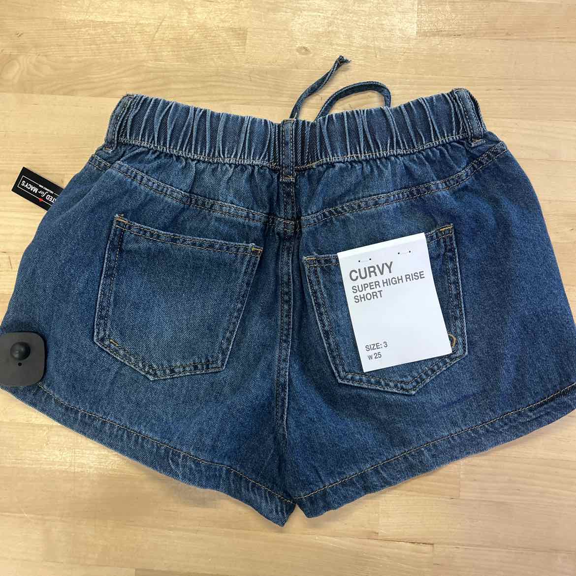 Indigo Rein Juniors' Distressed Drawstring Denim Shorts - Dark Wash - 3