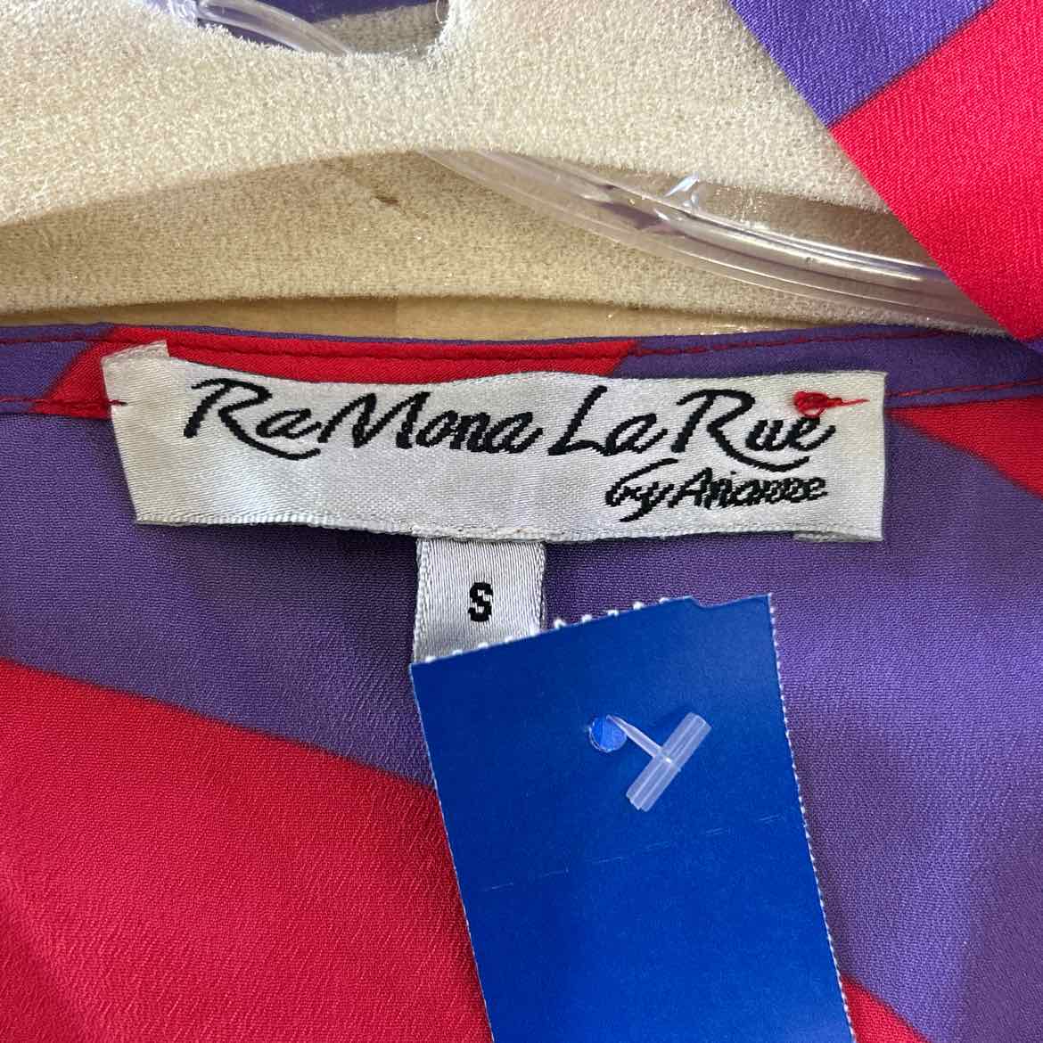 RaMona LaRue Size S Red/Purple Silk Preloved Blouse SS