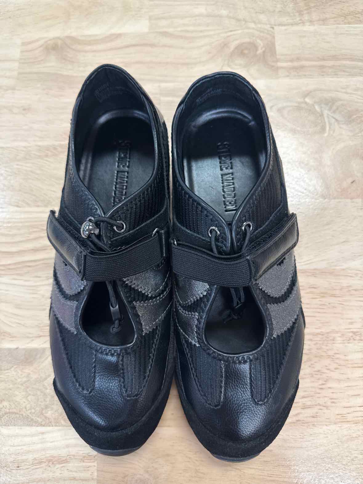 Steve Madden Size 7 Black Leather Preloved Viper Sneakers