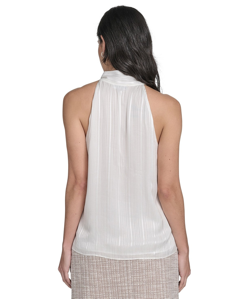 Calvin Klein Women's Tie-Neck Sleeveless Blouse - Cream