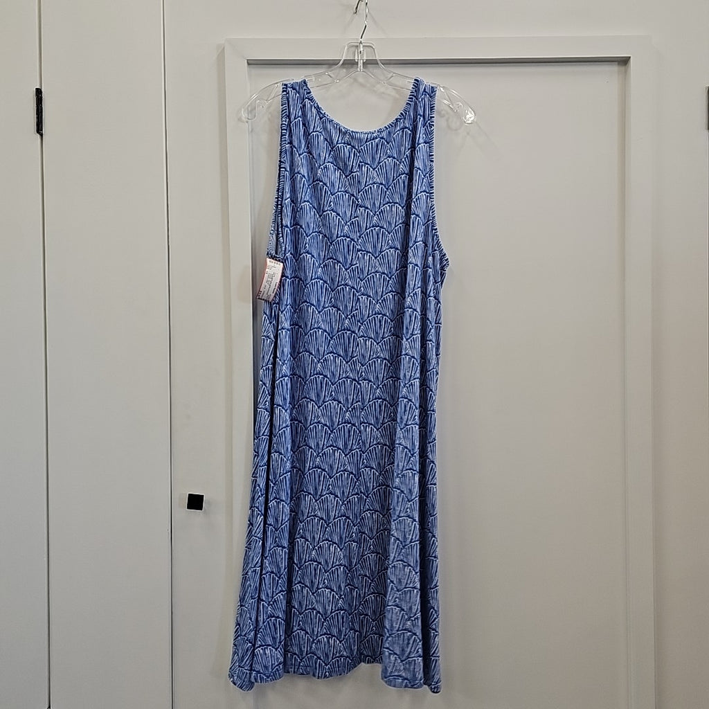 Croft&Barrow Size 1X Blue & White Used Dress