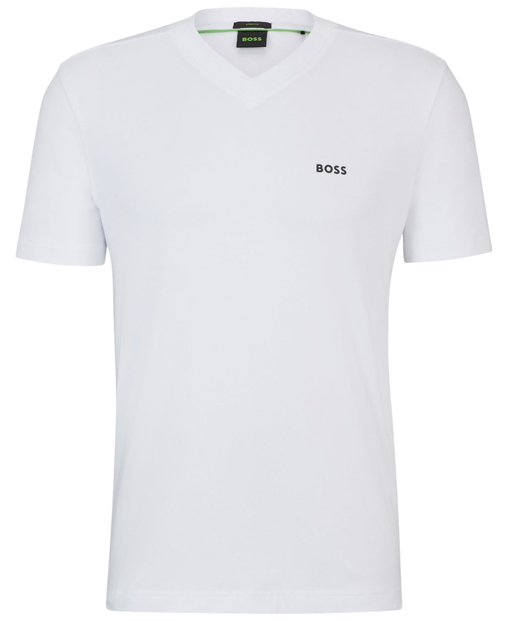 BOSS Size L White Stretch-cotton Regular-fit T-shirt with Contrast Logo