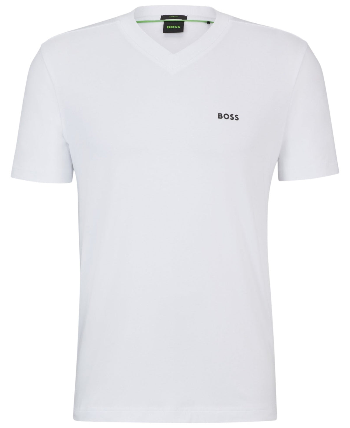 BOSS Size L White Stretch-cotton Regular-fit T-shirt with Contrast Logo