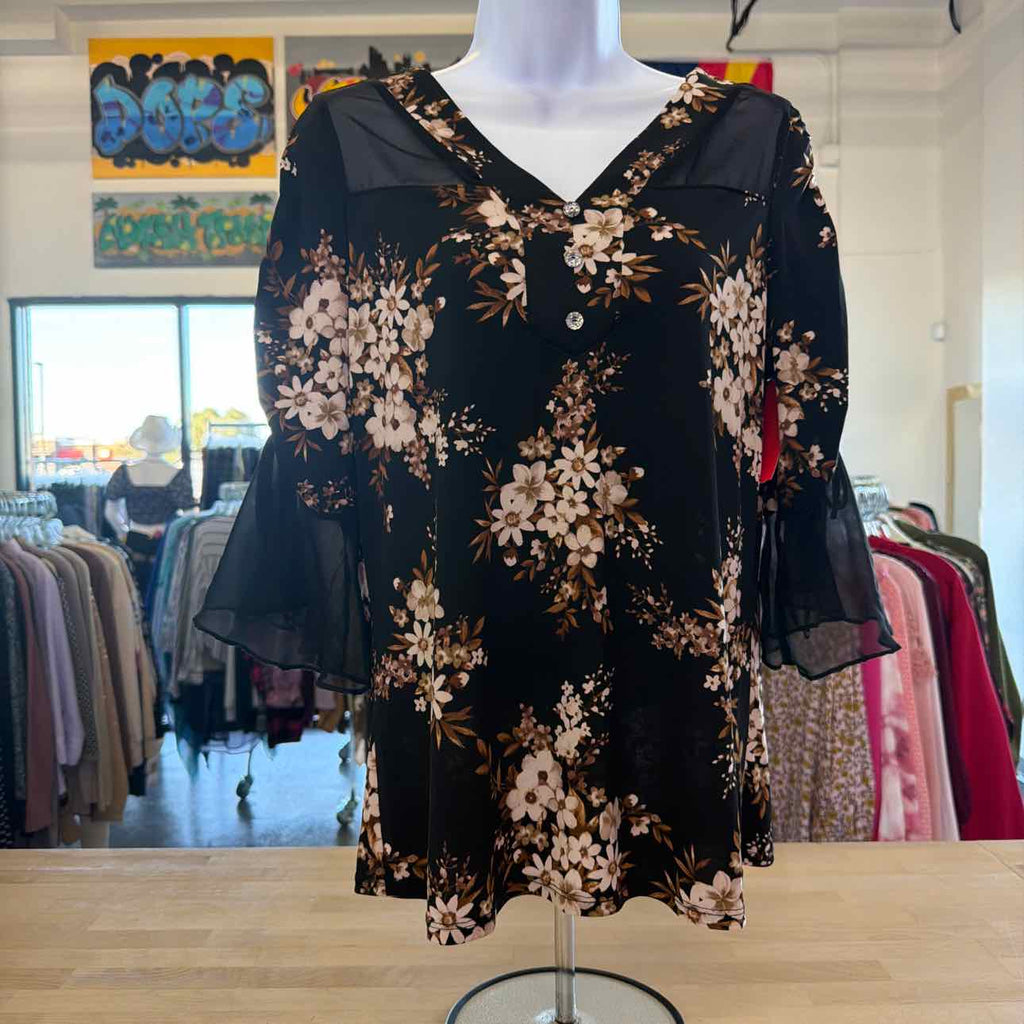 Adele and May Size S Black Polyester Spandex Preloved Blouse