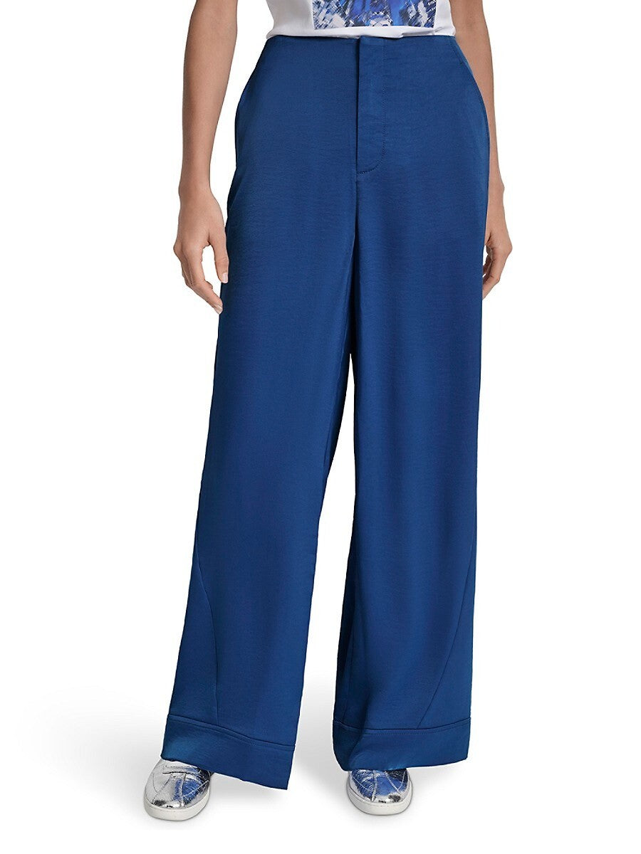 Dkny Women's Rope Tie Front Wide-Leg Pants - Cadet Blue - Size 4