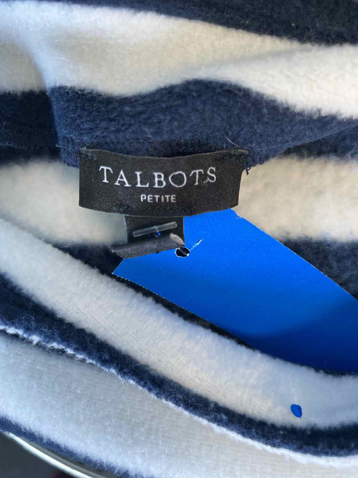 Talbots Size LP Blue & White Fleece Shirt