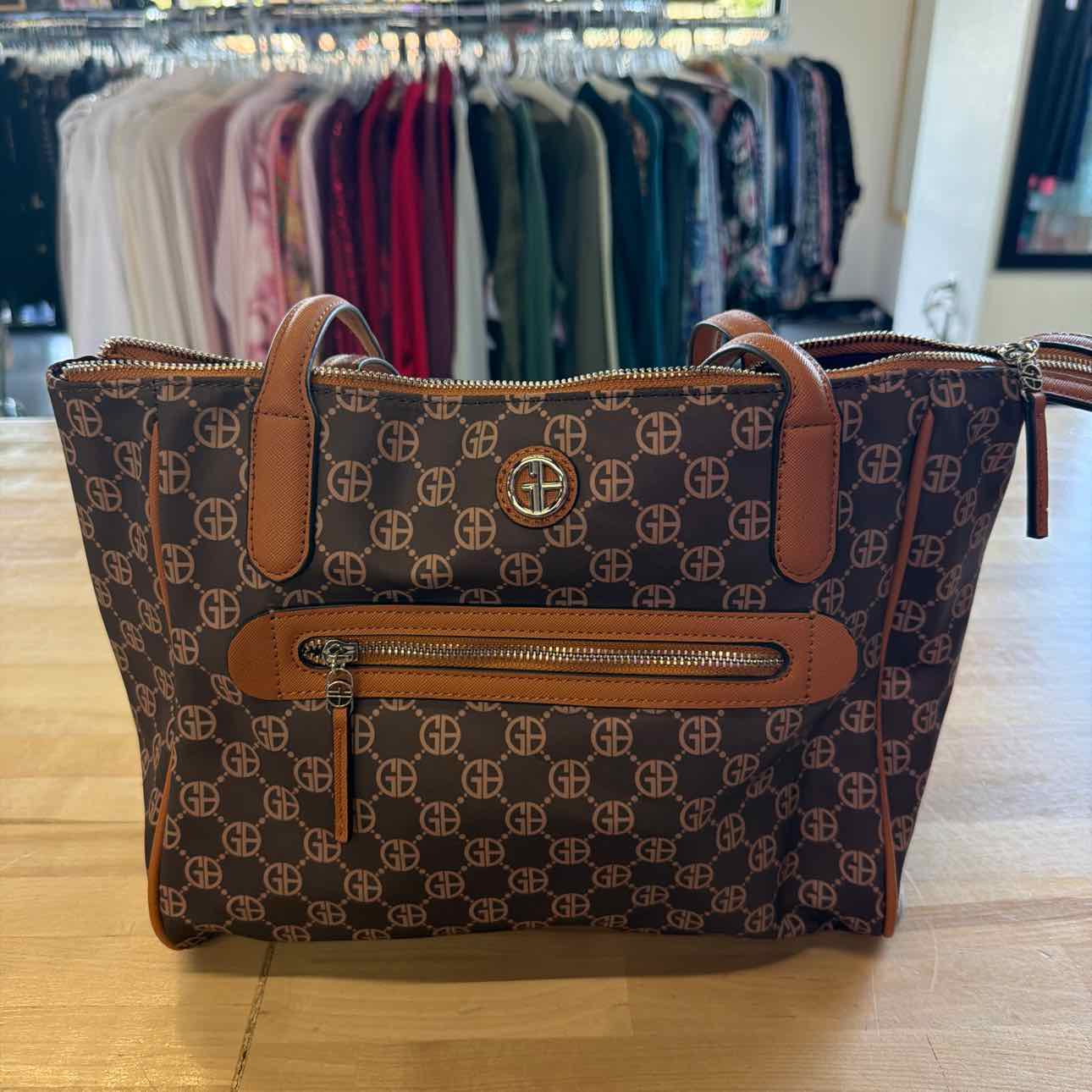 Giani Bernini Logo Large Nylon Tote, Created for Macy's - Chocolate/brown