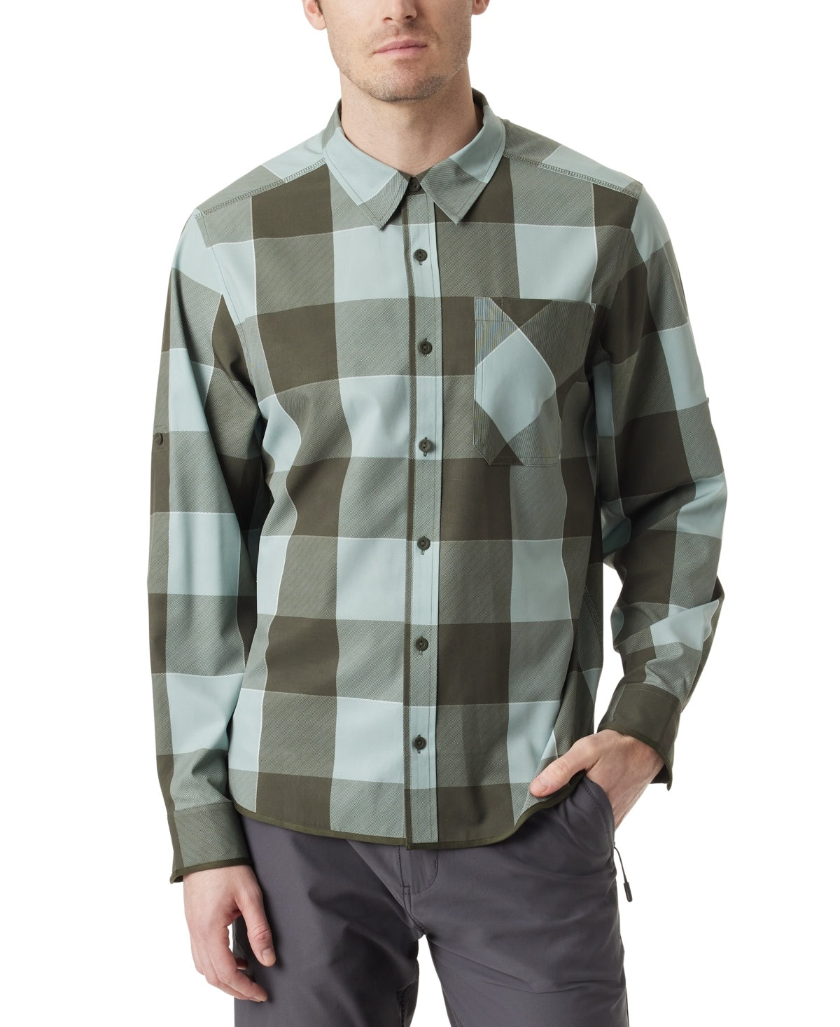 Bass Outdoor Mens Plaid Long Sleeve Button up Shirt