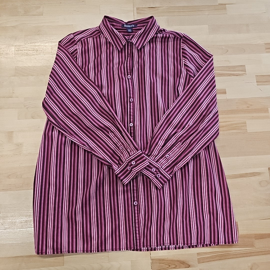 Roamans Size 18 Purple Button Down Shirt