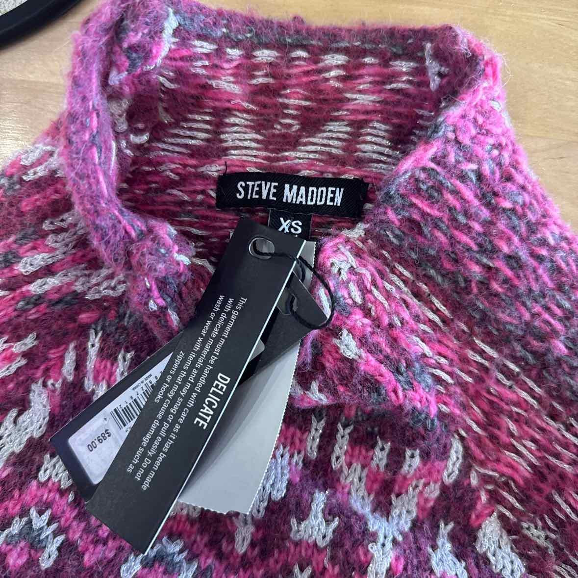 Steve Madden Women's Indie Fair Isle Mock-Neck Sweater - Fuschia