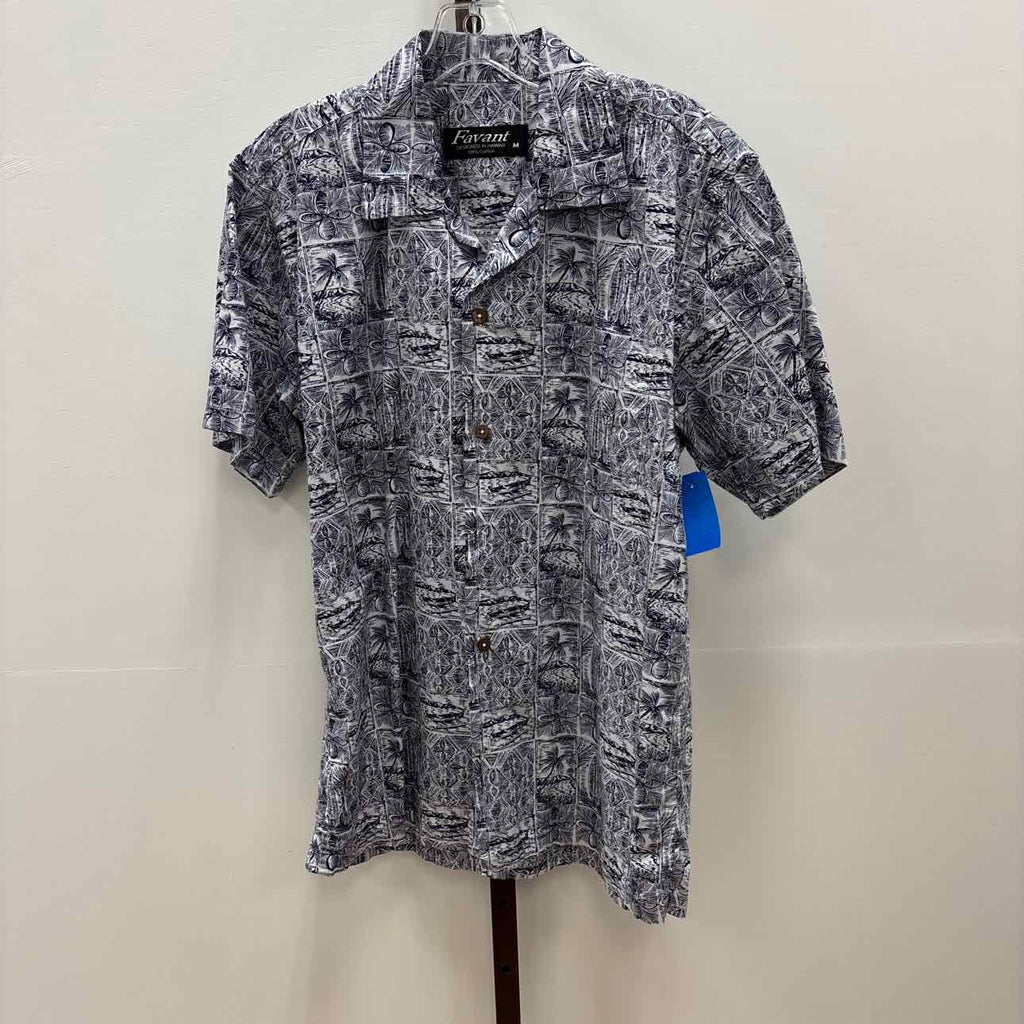 Favant Size M Black White Preloved MENS Button Down Shirt