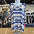 Ava James Size L Blue White Blouse