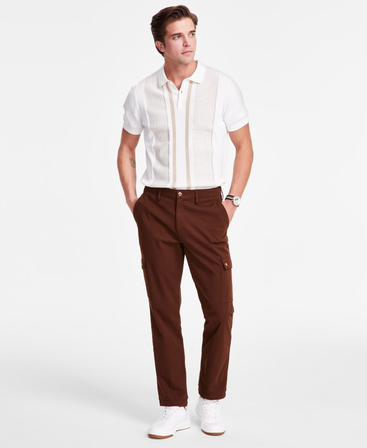 Club Room Men's Size 40 Regular-Fit Stretch Cargo Pants Classic Brown