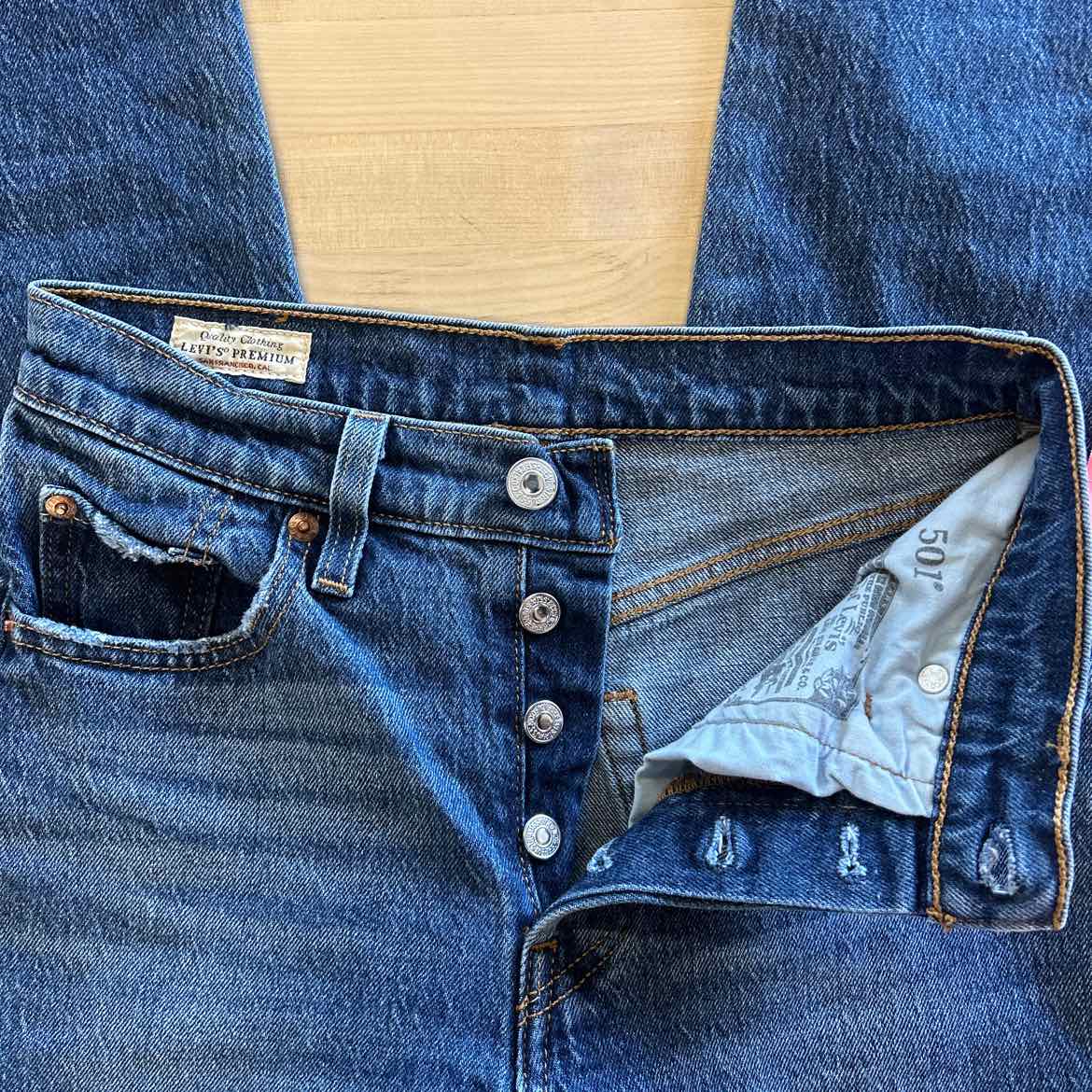 Levi's Size 23 Blue Preloved 501 Button Fly Jeans