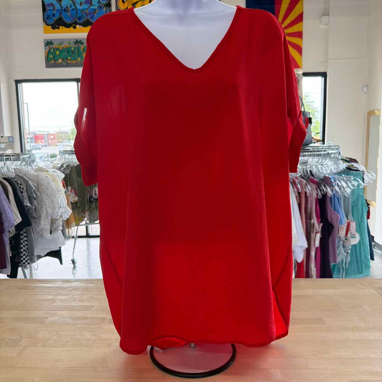 Janette Plus Size XL Red Preloved Blouse SS