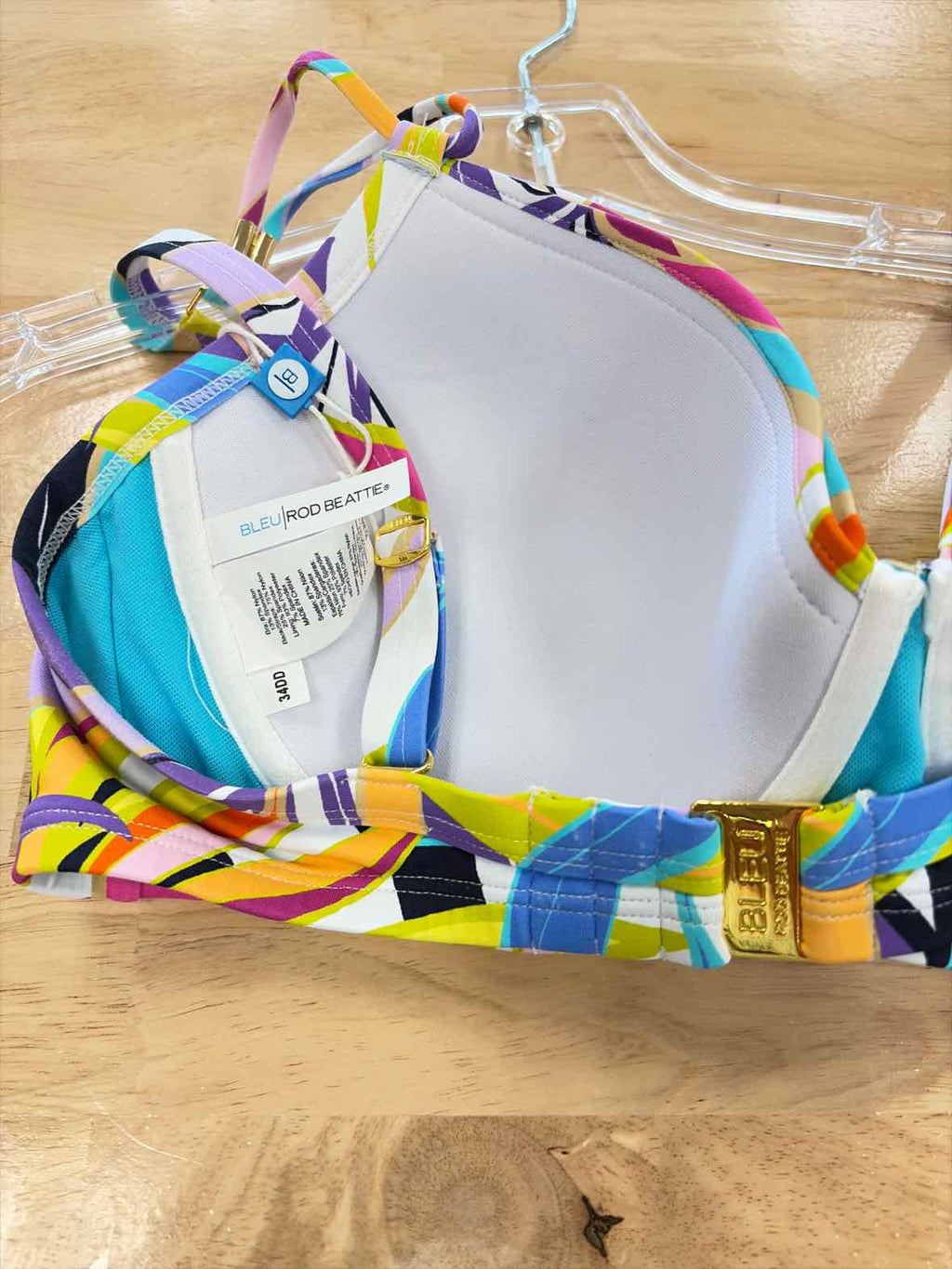 Bleu Size 34DD Living Color Over-the-Shoulder Molded-Cup Bikini Top