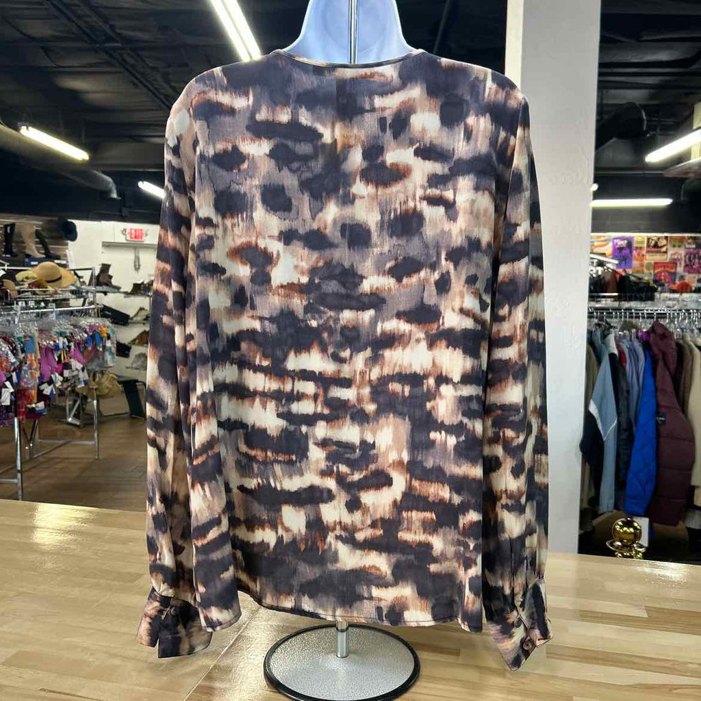 BCBG Size M Black Brown Preloved Blouse LS