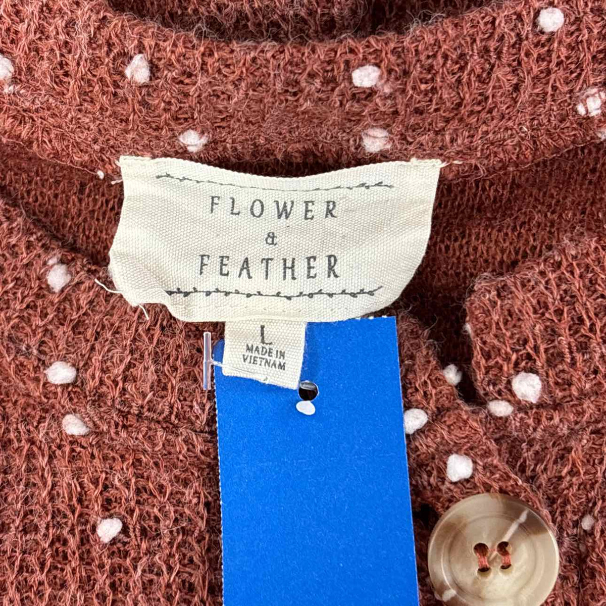 Flower & Feather Size L Brick orange & white Knit Knit Top