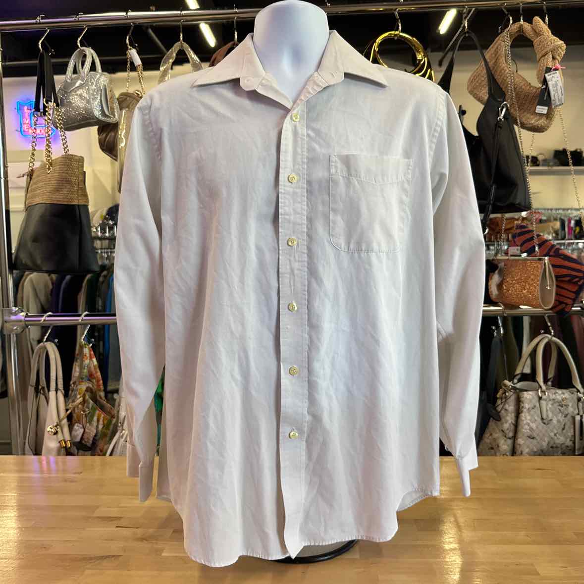 Cambridge Size 16 Off White MENS Button Down Shirt