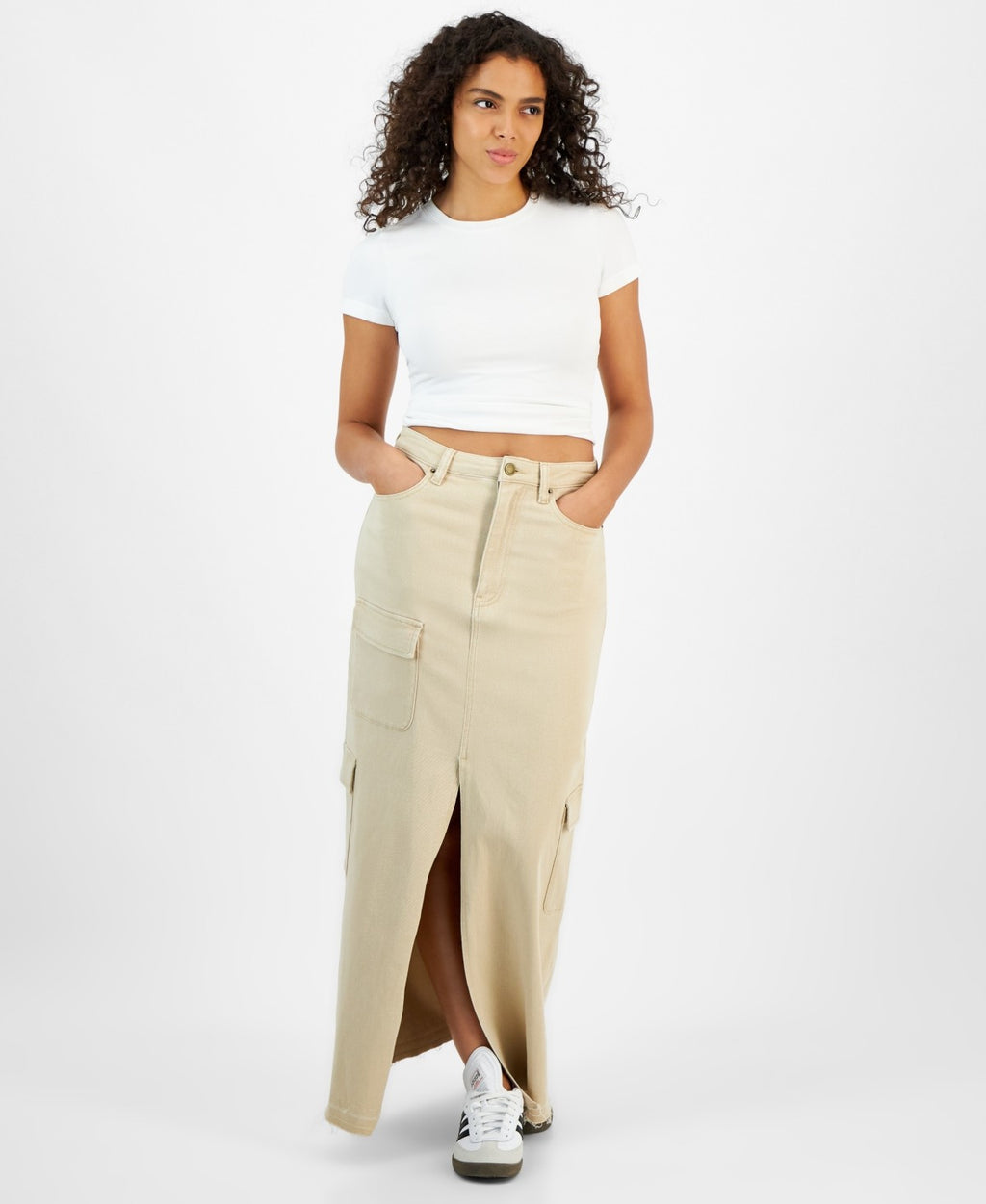 TINSELTOWN Size 0 Maxi Cargo Skirt - Buff Nude