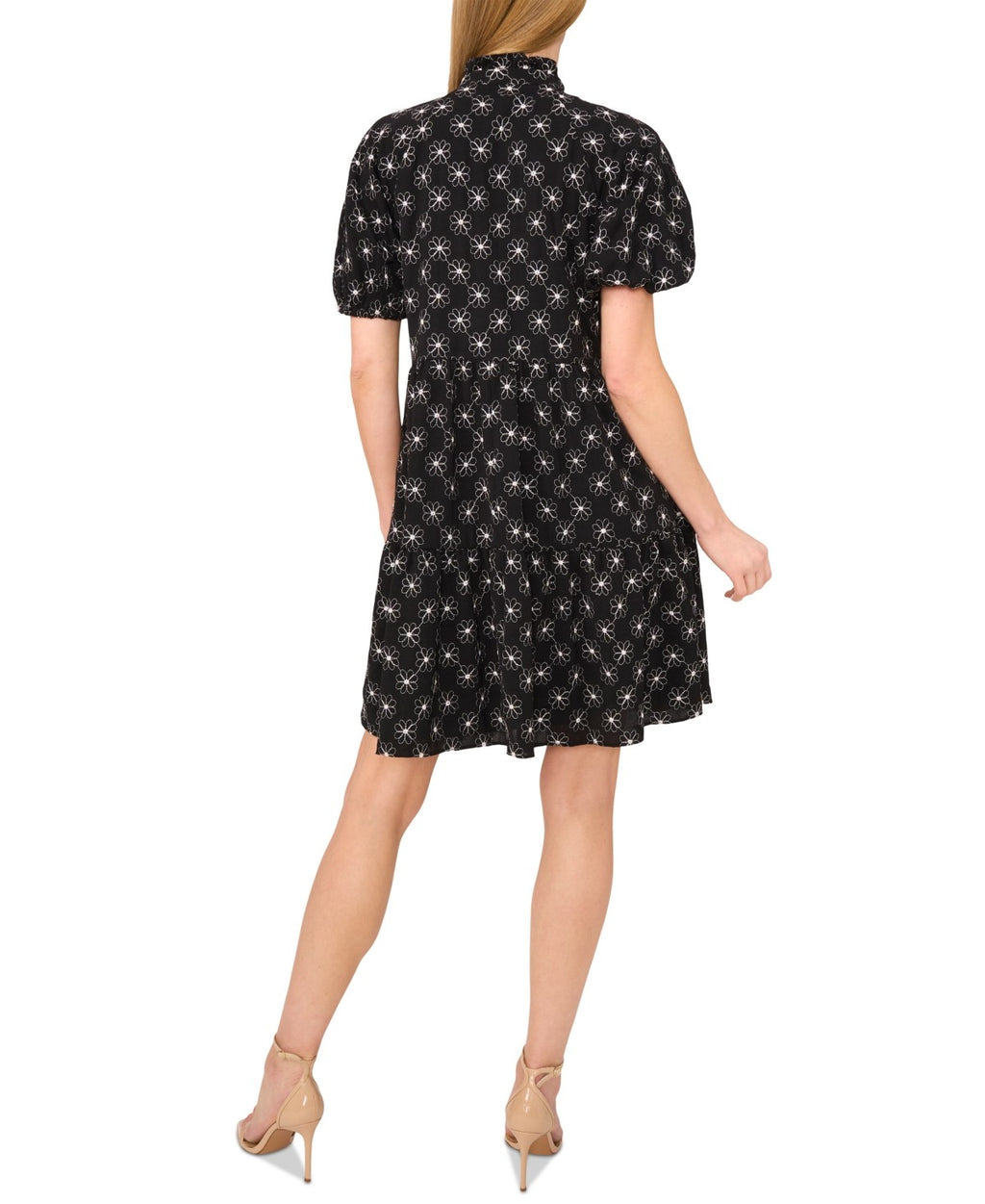 CeCe Embroidery Short Sleeve Babydoll Dress Women's Dress Rich Black : XL, Polye