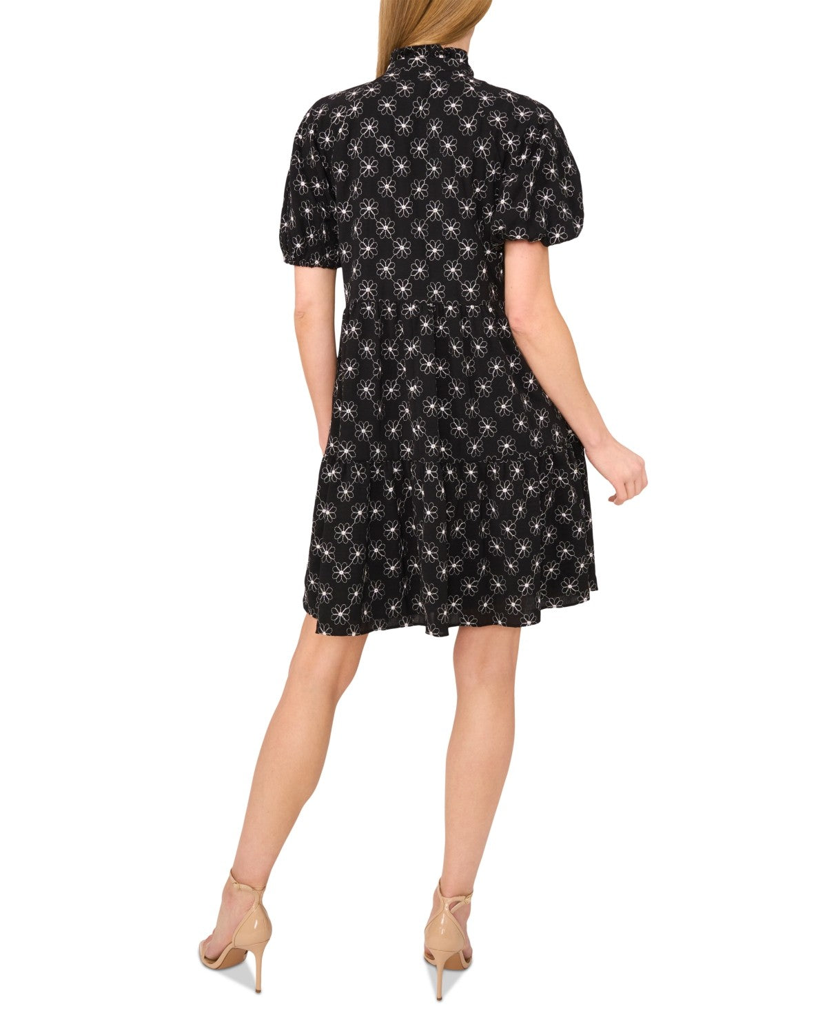 CeCe Embroidery Short Sleeve Babydoll Dress Women's Dress Rich Black : XL, Polye