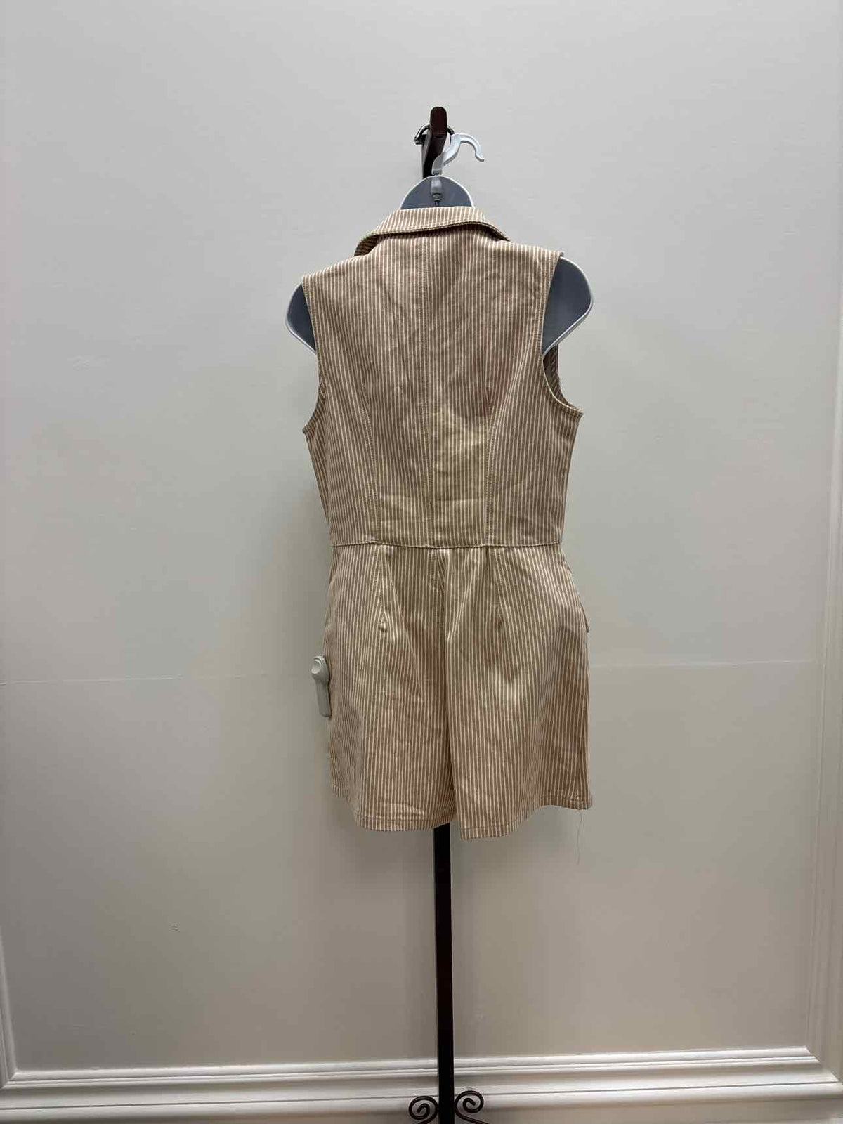 Steve Madden Size XS Paris Striped Blazer Romper - Khaki